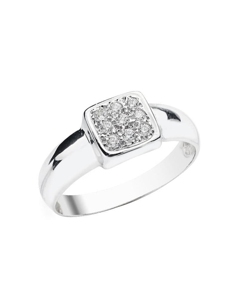 Sortija oro blanco 18k circonita cuadrada 7mm