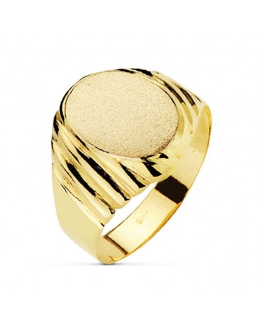 Sello oro 18k tallado oval grabado 13x11mm