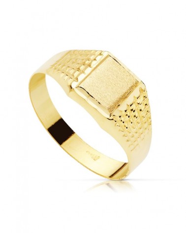 Sello oro 18k tallado cuadrado 7x6mm niño