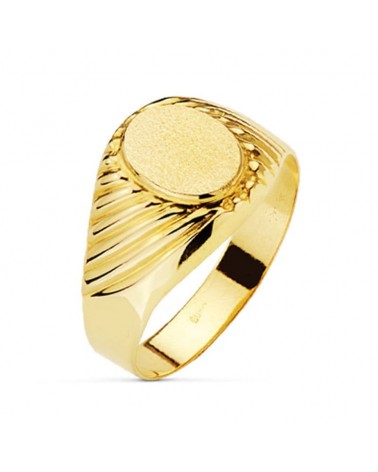 Sello oro 18k tallado oval zona grabado 10x7,5mm