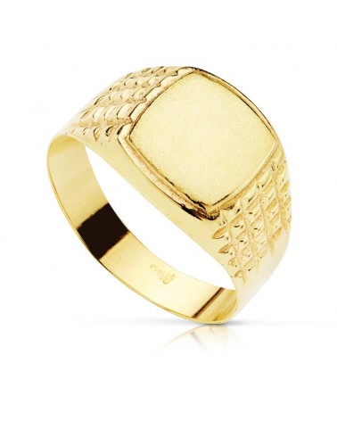 Sello oro amarillo 18k rectangular 10x9 mm