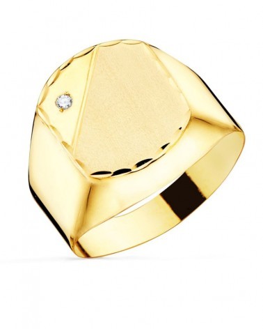 Sello oro 18k amarillo circonita brillo 13x11 mm