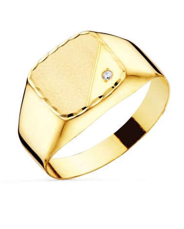 Sello oro 18k amarillo circonita caballero 12x11mm