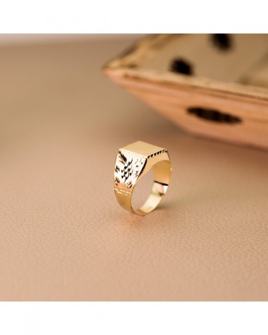 Sello oro 18k amarillo rectangular tallado zona grabado 10x9mm