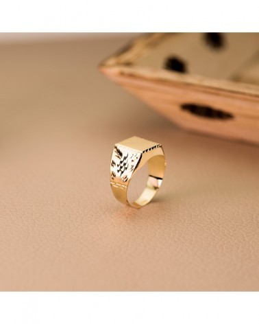 Sello oro 18k amarillo rectangular tallado zona grabado 10x9mm
