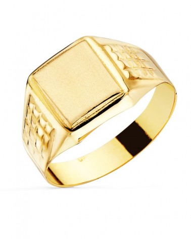 Sello oro amarillo 18k cuadrado grabado lateral 10x9mm