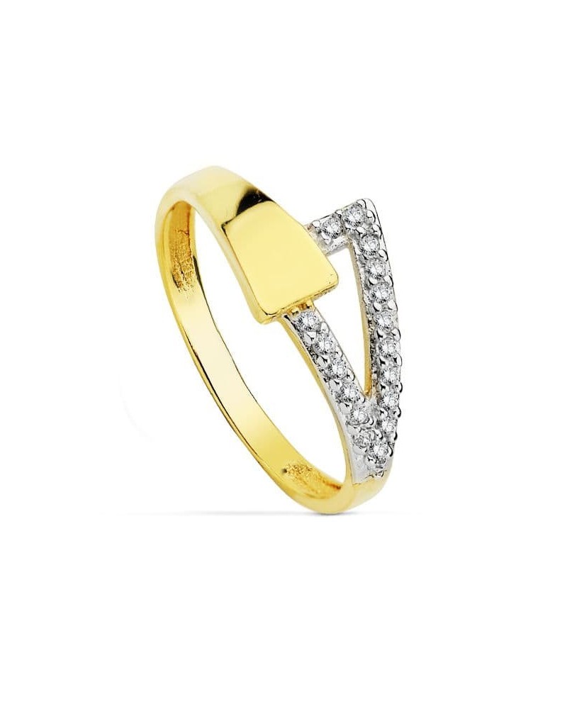 Sortija oro 18k bicolor circonita 2mm