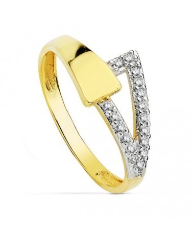 Sortija oro 18k bicolor circonita 2mm