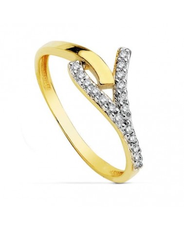 Sortija oro 18k bicolor circonita 1,5 mm