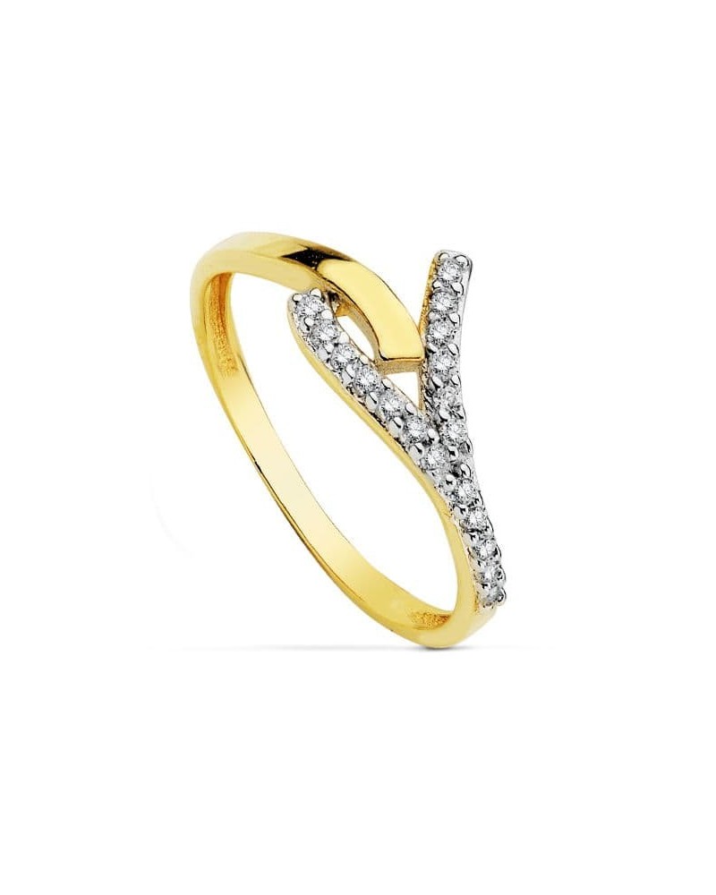 Sortija oro 18k bicolor circonita 1,5 mm