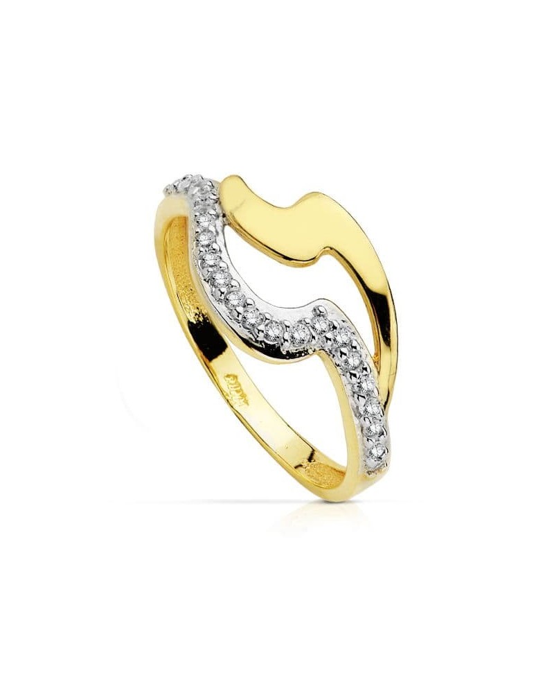 Sortija oro 18k bicolor circonita 9,5mm