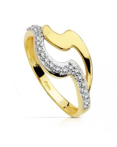 Sortija oro 18k bicolor circonita 9,5mm