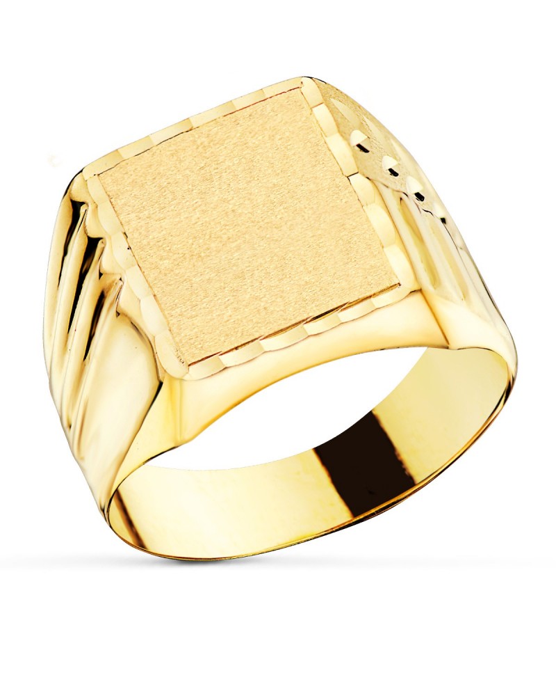 Sello oro 18k amarillo caballero grabado 12x10mm