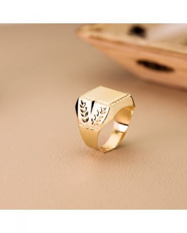 Sello oro 18k tallado con grabado caballero 18x16mm