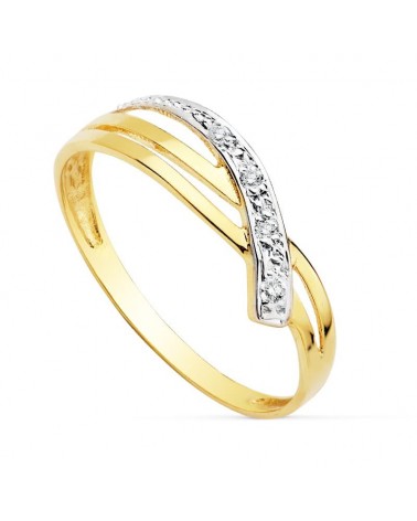 Sortija oro 18k bicolor circonita 5,5mm