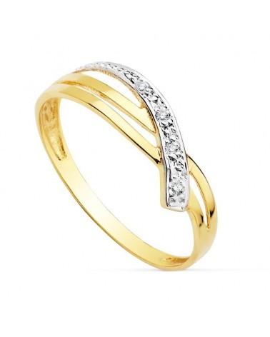 Sortija oro 18k bicolor circonita 5,5mm