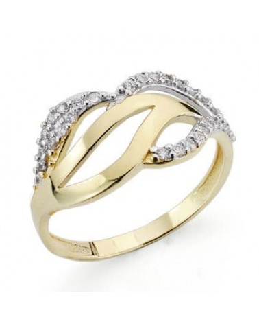 Sortija oro 18k bicolor circonitas infinito 10mm