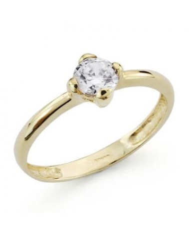 Anillo solitario oro 18k circonita 5mm