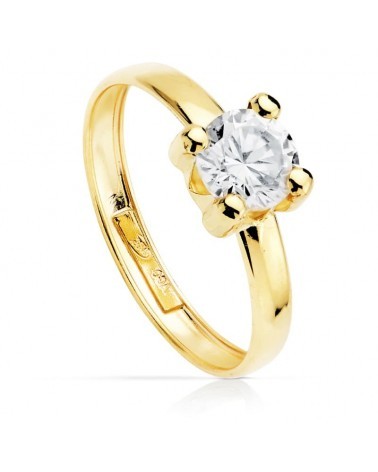 Solitario oro 18k amarillo circonita 6x6 mm