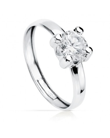 Solitario oro blanco 18k circonita 6x6 mm