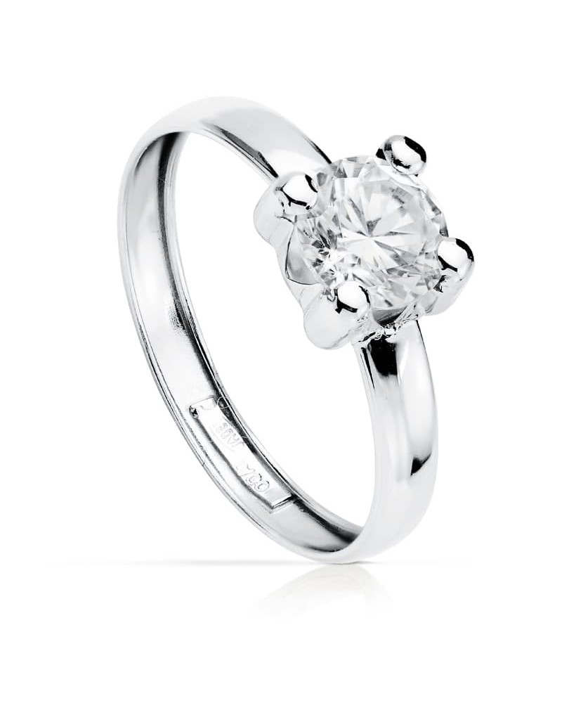 Solitario oro blanco 18k circonita 6x6 mm