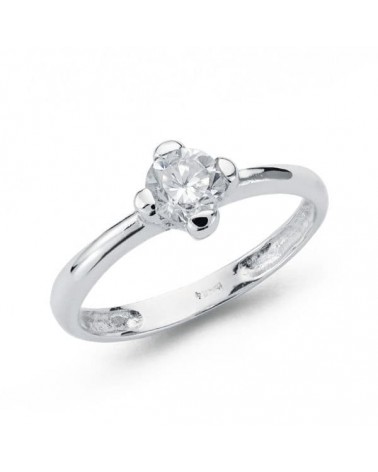 Anillo solitario oro blanco 18k circonita 5 mm
