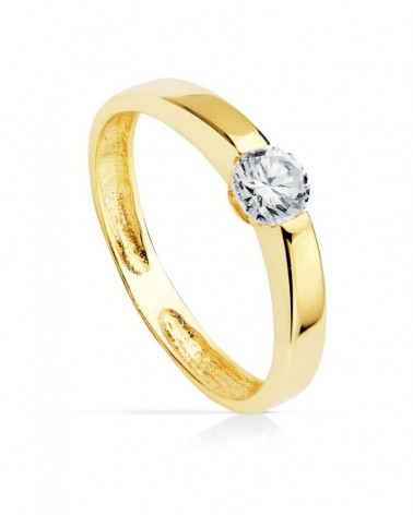 Solitario oro 18k amarillo circonita 4mm