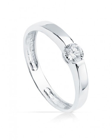 Anillo solitario oro blanco 18k circonita 4mm