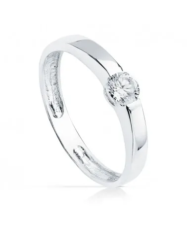Anillo solitario oro blanco 18k circonita 4mm