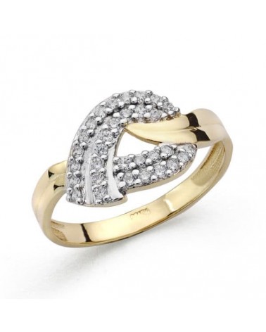 Sortija oro 18k bicolor circonitas 10mm