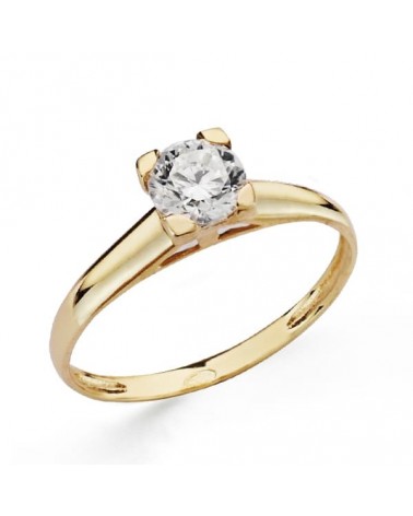 Anillo solitario oro 18k circonita 6 mm