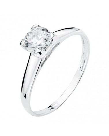 Solitario oro blanco 18k circonita 6mm