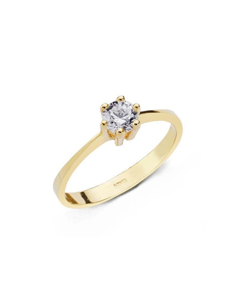 Anillo solitario oro 18k circonita 4,5 mm