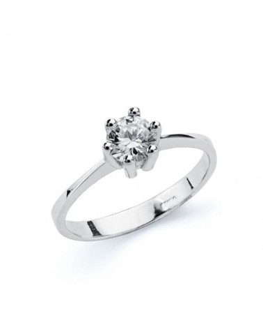 Anillo solitario oro blanco 18k circonita 4,5 mm