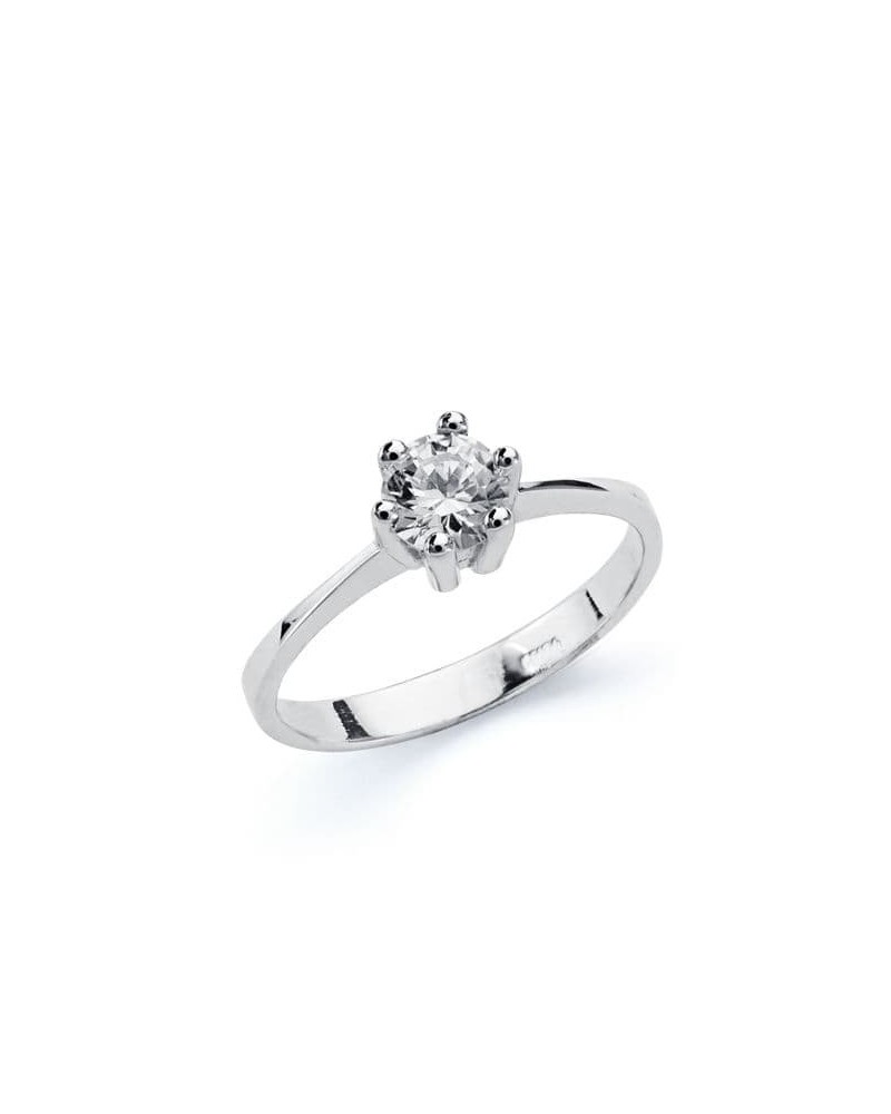 Anillo solitario oro blanco 18k circonita 4,5 mm