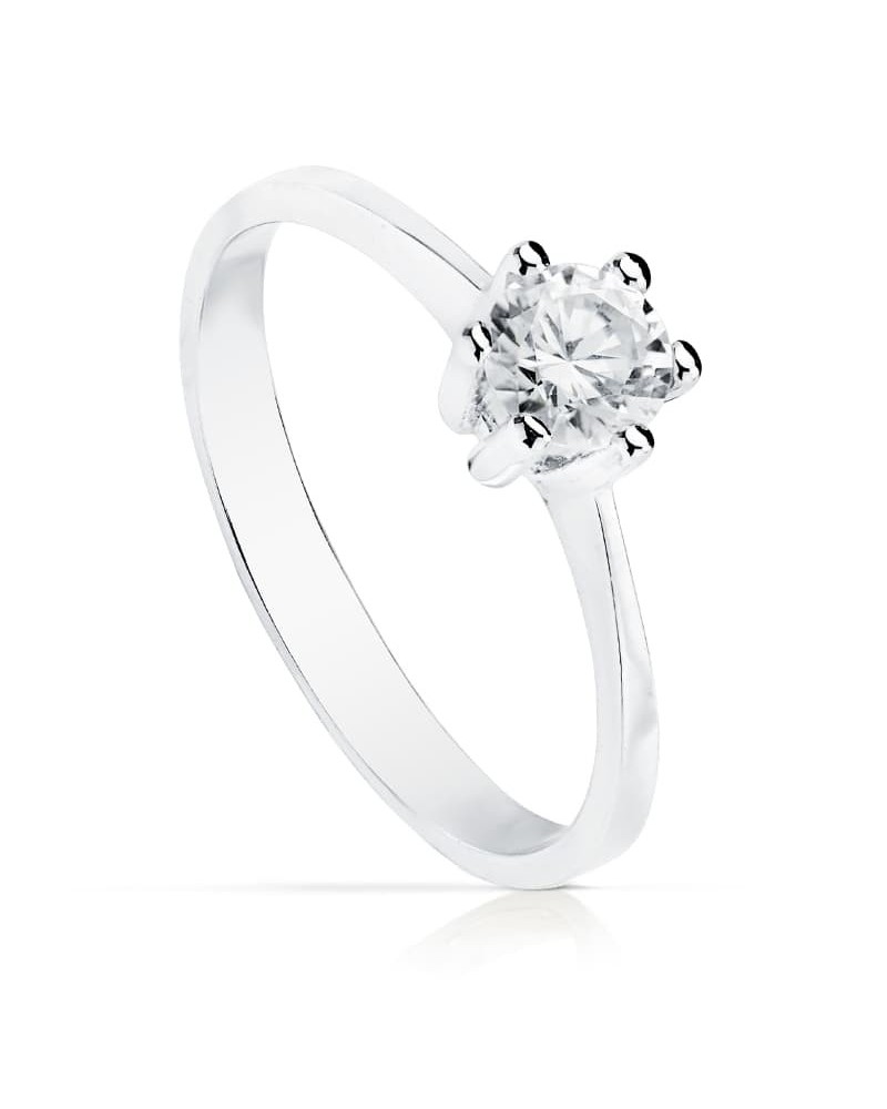 Solitario oro blanco 18k circonita 5mm