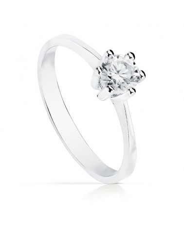 Solitario oro blanco 18k circonita 5mm