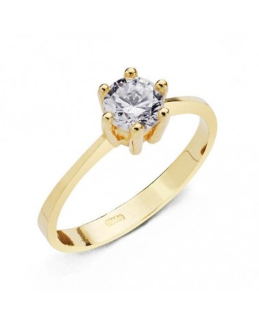 Anillo solitario oro 18k circonita 5,5 mm