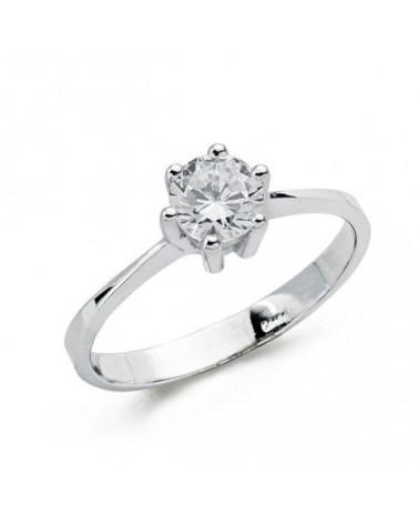 Solitario oro 18k blanco circonita 5,5 mm