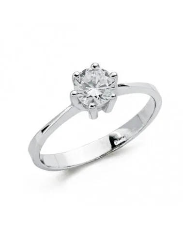 Solitario oro 18k blanco circonita 5,5 mm