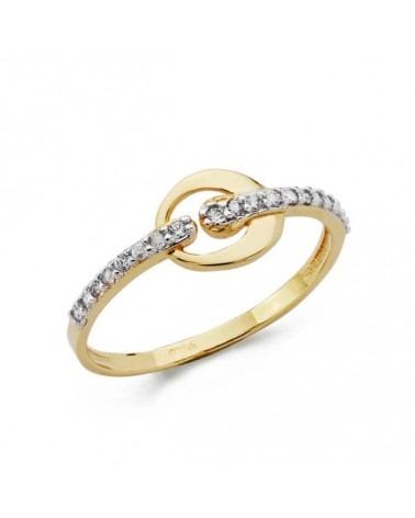 Sortija oro 18k bicolor circonitas nudo infinito 7,5mm