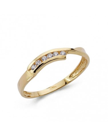 Sortija oro 18k amarillo circonitas 3,5mm ancho