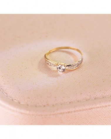 Solitario oro 18k bicolor circonita 4mm