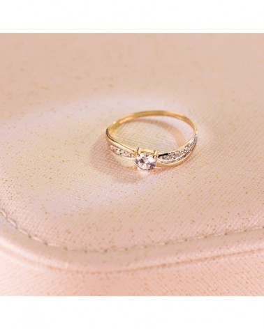 Solitario oro 18k bicolor circonita 4mm
