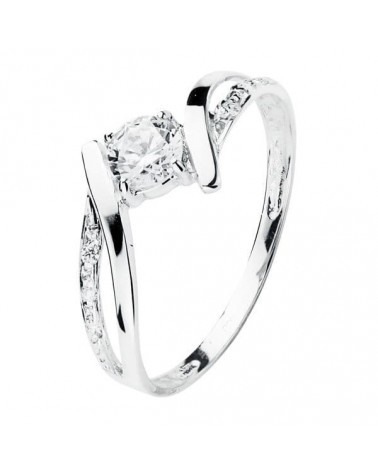 Anillo solitario oro blanco 18k circonita 4mm