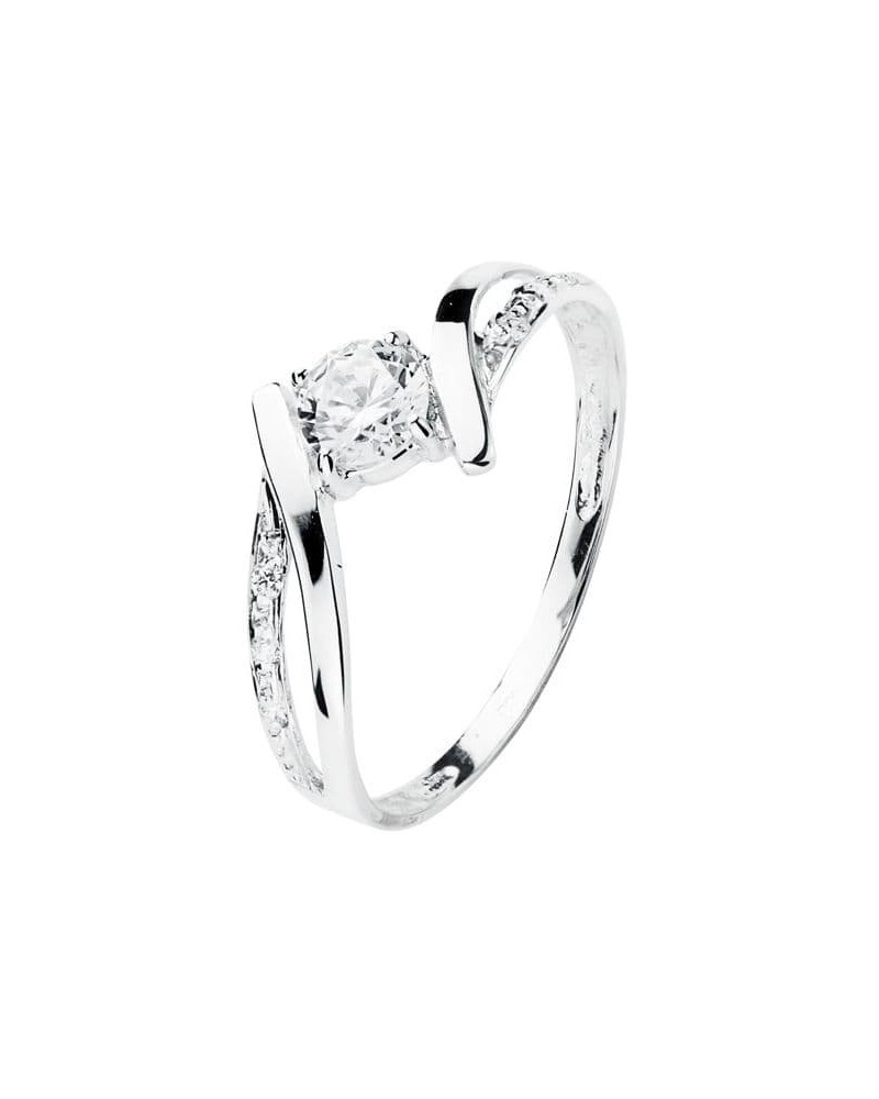 Anillo solitario oro blanco 18k circonita 4mm
