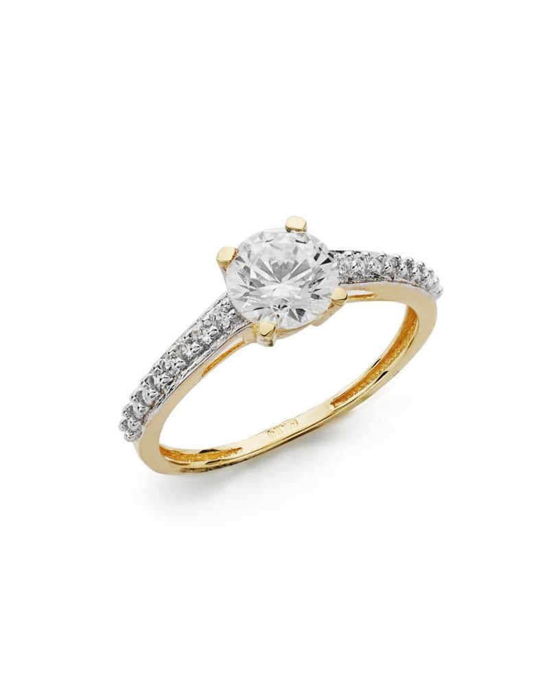 Anillo solitario oro 18k bicolor circonita 6mm