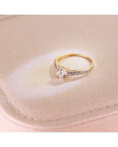 Anillo solitario oro 18k bicolor circonita 6mm