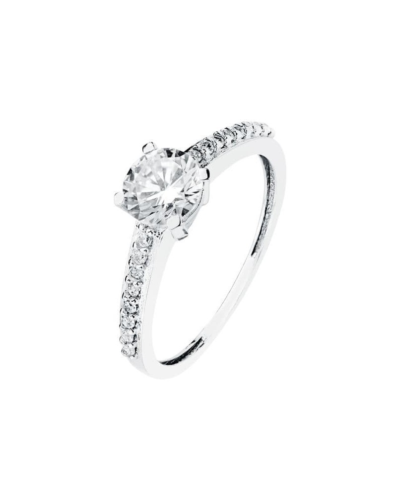 Anillo solitario oro 18k blanco circonita 6mm