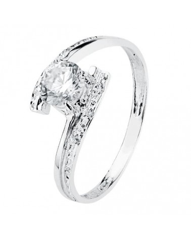 Anillo solitario oro 18k blanco circonita 5mm